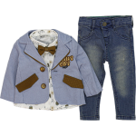 1566 Wholesale Baby Boys 3-Piece Jacket Shirt and Jeans Set 9-24M Mustard