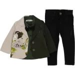 1571 Wholesale Baby Boys 3-Piece Jacket Sweat and Jeans Set 9-24M Green