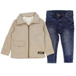 1594 Wholesale Baby Boys 3-Piece Jacket Sweat and Jeans Set 9-24M Burgundy