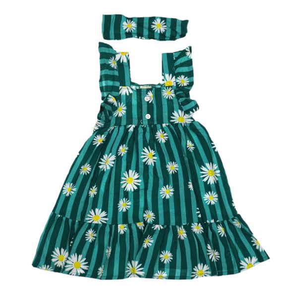 20024 Wholesale Girls Daisy Print Dress 2-5Y Green
