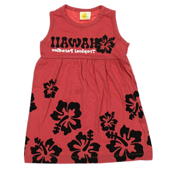 20058 Wholesale Girls Kids Dress 1-4Y Hawai Print brick