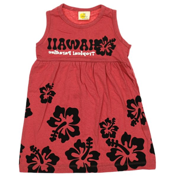 20058 Wholesale Girls Kids Dress 5-8Y Hawai Print brick
