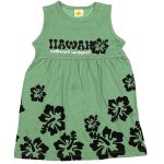 20058 Wholesale Girls Kids Dress 5-8Y Hawai Print green