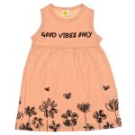 20060 Wholesale Girls Kids Dress 5-8Y Good Vibes Only Print green