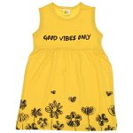20060 Wholesale Girls Kids Dress 5-8Y Good Vibes Only Print green