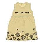 20060 Wholesale Girls Kids Dress 9-12Y Good Vibes Only Print Yellov