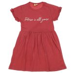 20067 Wholesale Girls Kids Dress 9-12Y Future is all yours Print Red