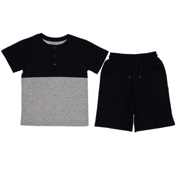 20153 Wholesale 2-Piece Boys Capri and T-shirt Set 6-9Y Grey