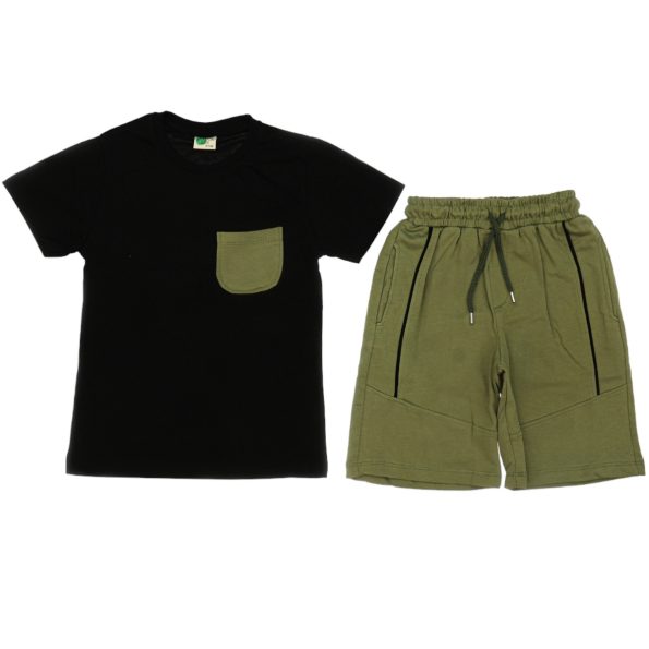 20164 Wholesale 2-Piece Boys Capri and T-shirt Set 10-13Y Black