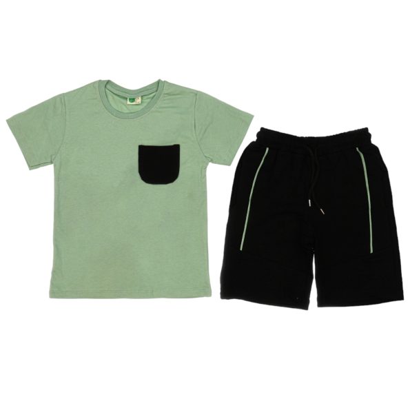 20164 Wholesale 2-Piece Boys Capri and T-shirt Set 10-13Y Green