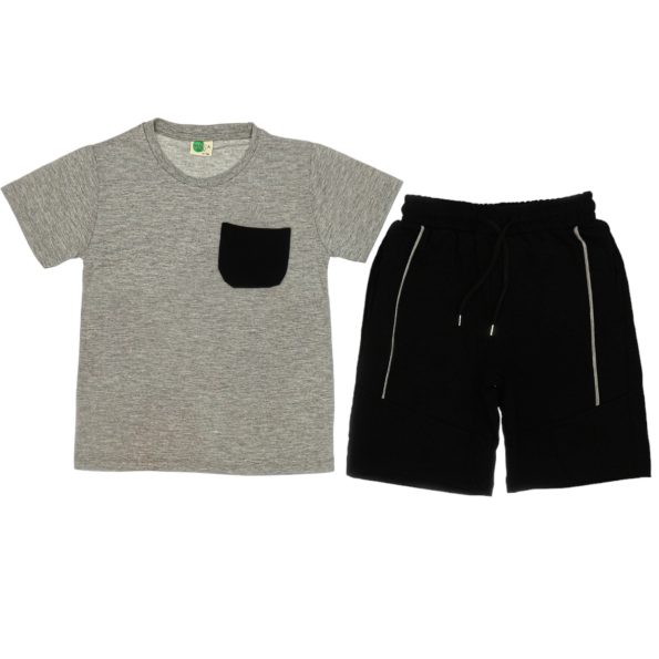 20164 Wholesale 2-Piece Boys Capri and T-shirt Set 10-13Y Grey