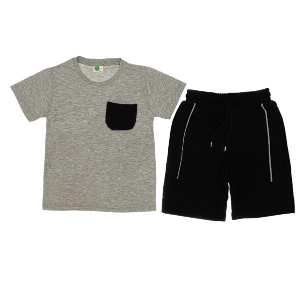 20164 Wholesale 2-Piece Boys Capri and T-shirt Set 6-9Y Grey