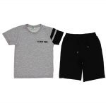 20172 Wholesale 2-Piece Boys Short and T-shirt Set 10-13Y New York Print Navy Blue