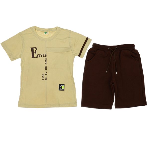 20193 Wholesale 2-Piece Boys Capri and T-shirt Set 6-9Y Beige