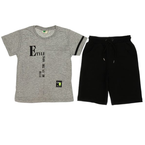 20193 Wholesale 2-Piece Boys Capri and T-shirt Set 6-9Y grey