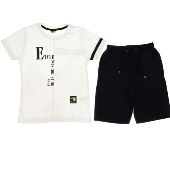 20193 Wholesale 2-Piece Boys Capri and T-shirt Set 9-12Y Ecru