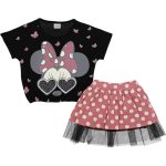 23152 Wholesale 2-Piece Girls Tulle Skirt and T-shirt Set 2-5Y Mouse Print Light Pink