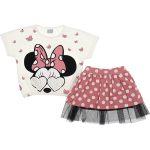 23152 Wholesale 2-Piece Girls Tulle Skirt and T-shirt Set 2-5Y Mouse Print Light Pink