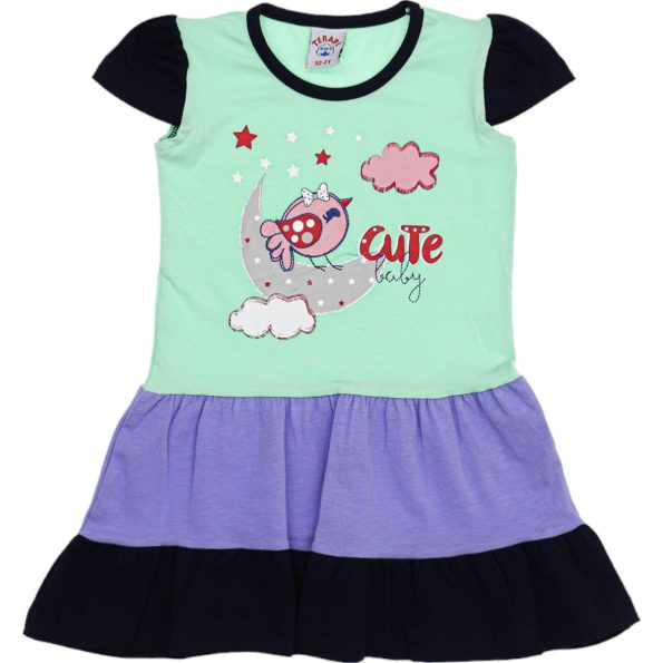 2566 Wholesale Girls Kids Dress 2-5Y Cute Baby Print Green