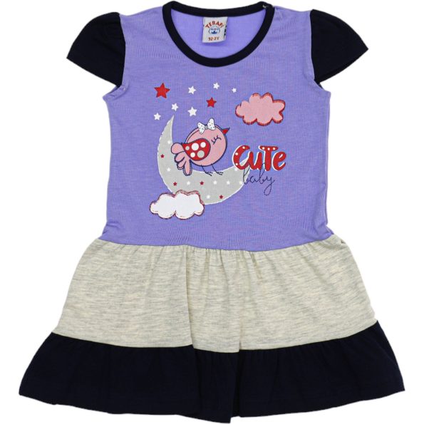 2566 Wholesale Girls Kids Dress 2-5Y Cute Baby Print Purple