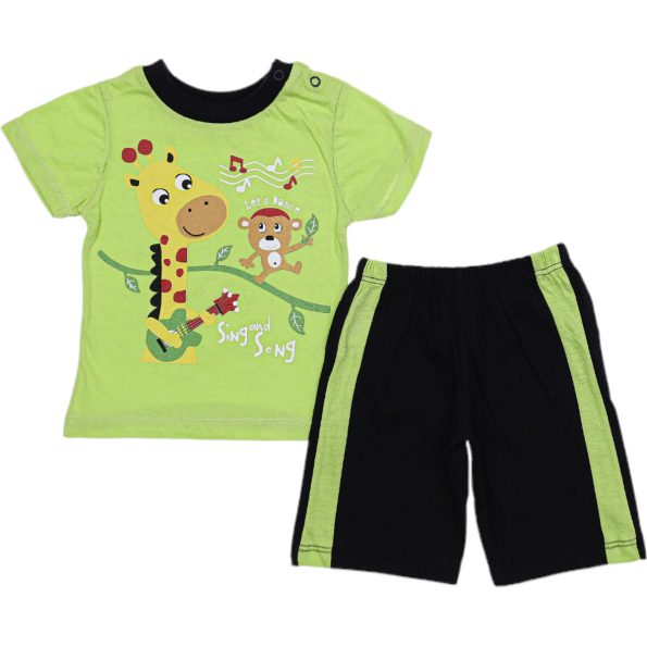 2644 Wholesale Baby Boys 2 Piece Set 6 18M Sing And Song Print Green