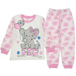3185 Wholesale Unisex Kids Pajamas Set 4-6Y Elephant Print Light Brown