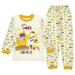 3245 Wholesale Kids Pajamas Set 4-6Y Take Lets Work Print Green