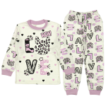 3375 Wholesale Kids Pajamas Set 4-6Y love print mustard