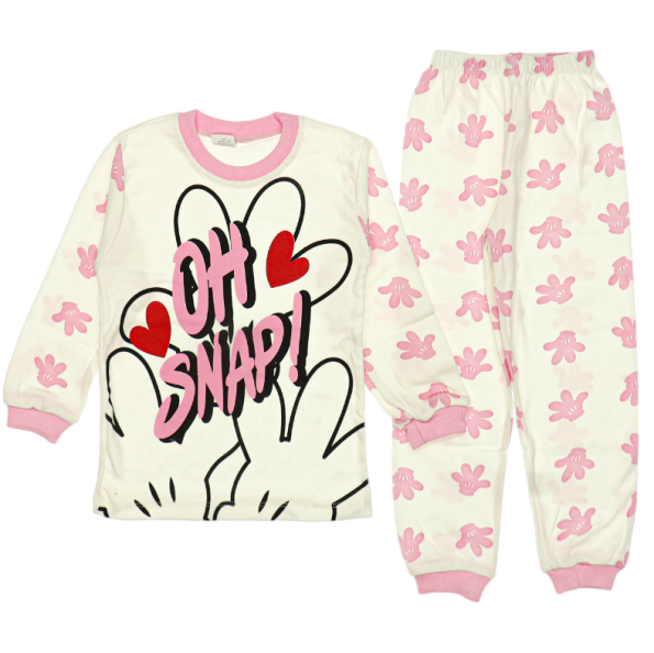 3535 Wholesale Kids Pajamas Set 4-6Y Oh Snap Print Pink