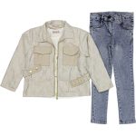 3908 Wholesale 3-Piece Girls Jacket Pants and T-Shirt Set 6-9Y Pink