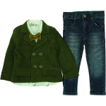 4008 Wholesale Baby Boys 3-Piece Jacket Shirt and Jeans Set 9-24M Beige
