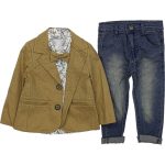 4026 Wholesale Baby Boys 3-Piece Jacket Shirt and Jeans Set 1-4Y Navy Blue
