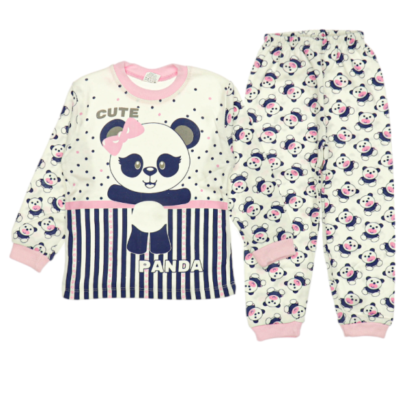 4820 Wholesale Kids Pajamas Set 4 6Y Panda Print Pink