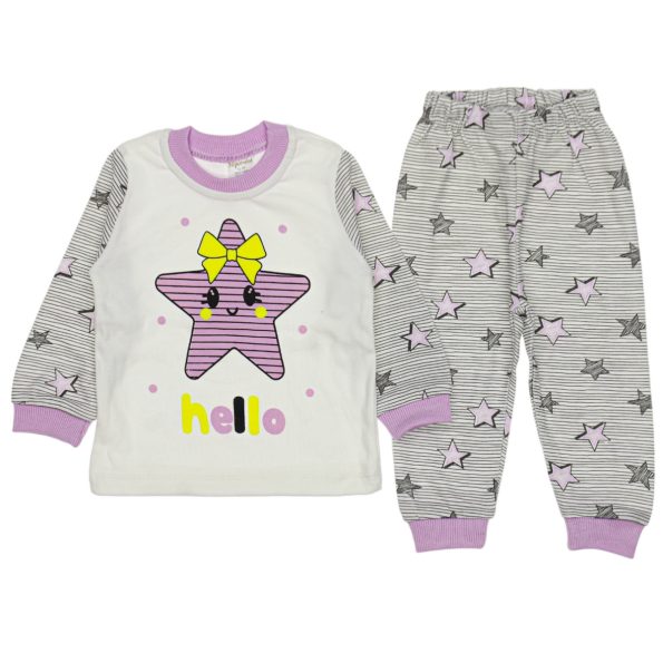 5511 Wholesale Toddler Pajamas Set 6 12M this girl nice print Purple