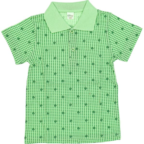6514 Wholesale Standard Fit Polo Collar Boys T-Shirt 2-5Y Green