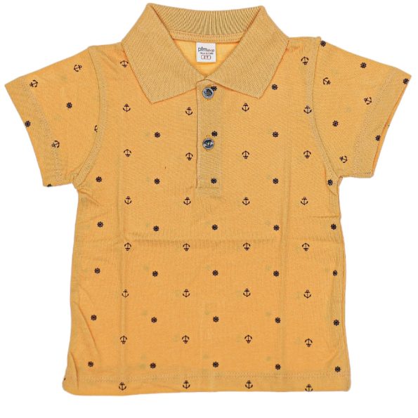 6609 Wholesale Standard Fit Polo Collar Boys T-Shirt 2-5Y Mustard