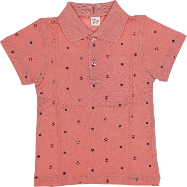 6610 Wholesale Standard Fit Polo Collar Boys T-Shirt 6-9Y Brick