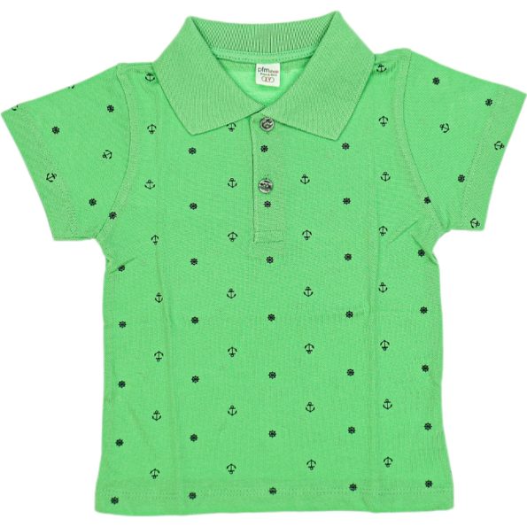 6610 Wholesale Standard Fit Polo Collar Boys T-Shirt 6-9Y Green