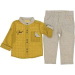6975 Wholesale 2-Piece Boys Pant and Shirt Set 1-4Y Mustard