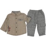 6981 Wholesale 2-Piece Boys Pant and Shirt Set 6-18M Beige