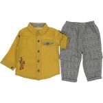6981 Wholesale 2-Piece Boys Pant and Shirt Set 6-18M Beige