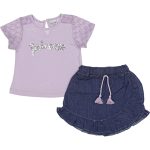 Wholesale 2-Piece Girls Skirt and T-shirt Set 2-5Y Princess Embroidery Yellow