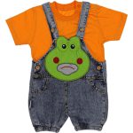 Wholesale Baby Boys 2-Piece Denim Salopet and Shirt Set 6-18M Orange