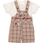 Wholesale Baby Boys 2-Piece Plaid Salopet and Shirt Set 6-18M Grey