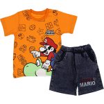 Wholesale Baby Boys 2-Piece Set 2-5Y Super Mario Print Turqoise