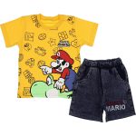 Wholesale Baby Boys 2-Piece Set 2-5Y Super Mario Print Turqoise