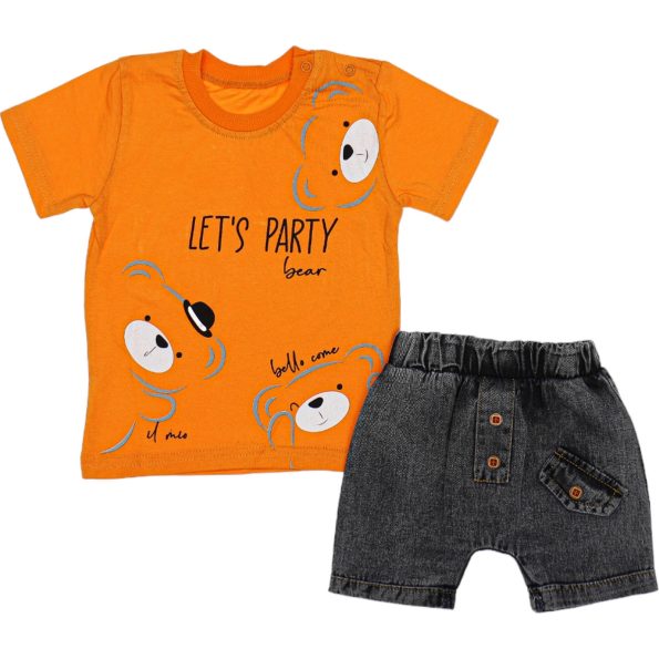 Wholesale Baby Boys 2-Piece Set 6-24M Lets Party Print Orange