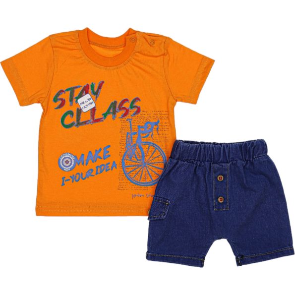 Wholesale Baby Boys 2-Piece Set 6-24M Stay Class Print Orange
