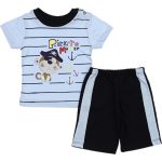 Wholesale Baby Boys 2-Piece T-Shirt and Shorts Set 6-18M Pirate Monkey Print Red