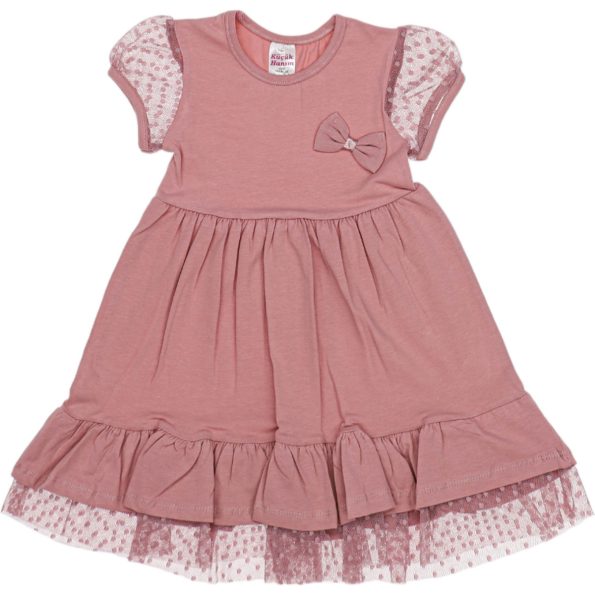 Wholesale Girls Dress 6-9Y with Ribbon Dried Rose